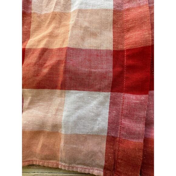 Lafayette 148 Red Orange White Plaid Sleeveless Button Down M‎ - Picture 4 of 9